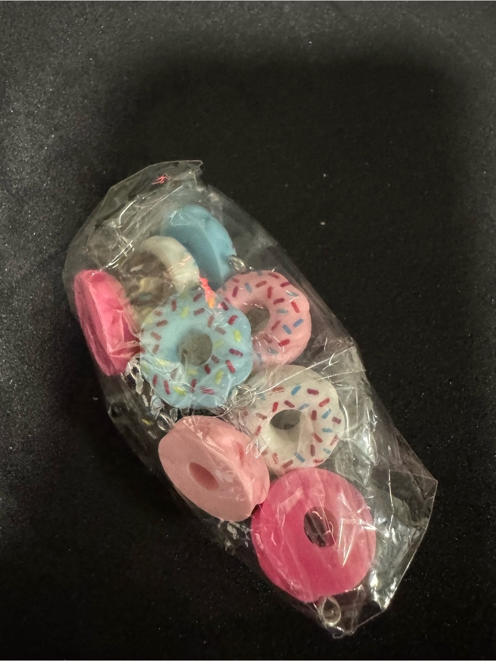 Donut Charm Bracelet - Pink, Light Blue, White Sprinkles